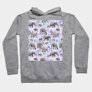 Sweet Elephants in Aqua, Purple, Cream and Grey Hoodie